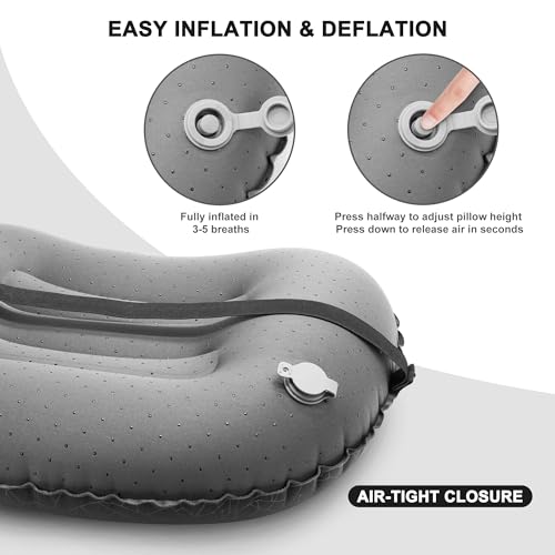 BreezCamp Inflatable Camping Pillow, Travel Blow Up Air Pillow, Neck Lumbar Support Ultralight Compact Pillow for Outdoor Hiking Backpacking Car Beach Airplane Sleeping Essentials, Black - Image 4