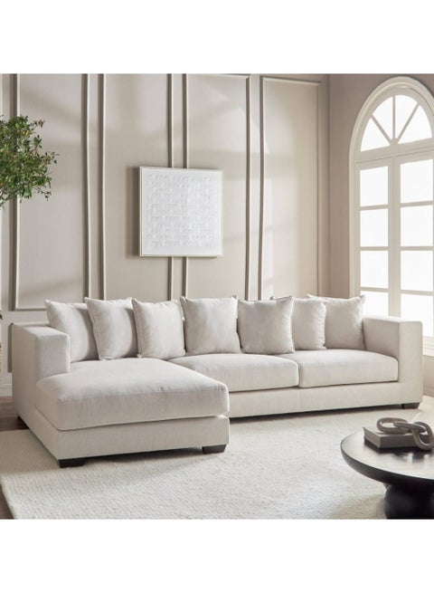 Corner sofa, size 301 x 169 cm, depth 90 cm, beige color