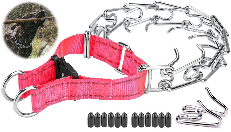 DEYACE Dog Training Collar with Quick-Release Buckle, Adjustable Stainless Steel Collar for Small Medium Large Dogs (Pink, S Neck Girth 11.2"-14.5") - Image 1