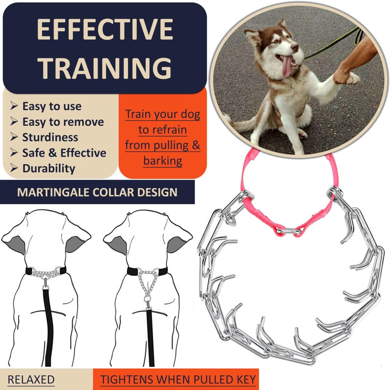 DEYACE Dog Training Collar with Quick-Release Buckle, Adjustable Stainless Steel Collar for Small Medium Large Dogs (Pink, S Neck Girth 11.2"-14.5") - Image 2