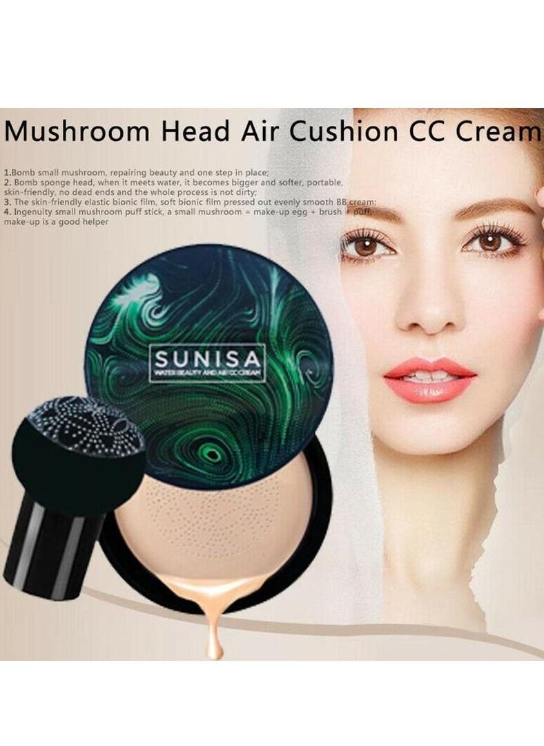 ماركة غير محددة - كريم الأساس Sunisa Mushroom Head Air Cushion CC تغطية تدوم طويلاً للعيوب ، حتى لون البشرة ، مناسب لجميع أنواع البشرة - Image 1