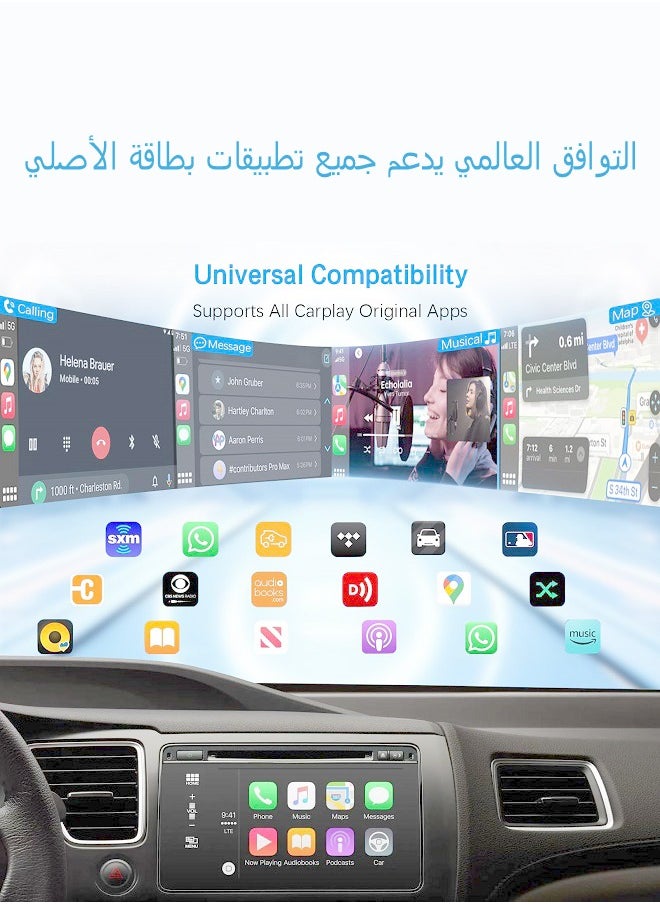 Mini Wireless Carplay Adapter, Convert Wired to Wireless Car Play  Android Auto 2-in-1 Adapter for Apple iPhone  Android Phone, Plug  Play, Auto Connect, No Delay, w/USB C for iOS 10+ Android 11+
