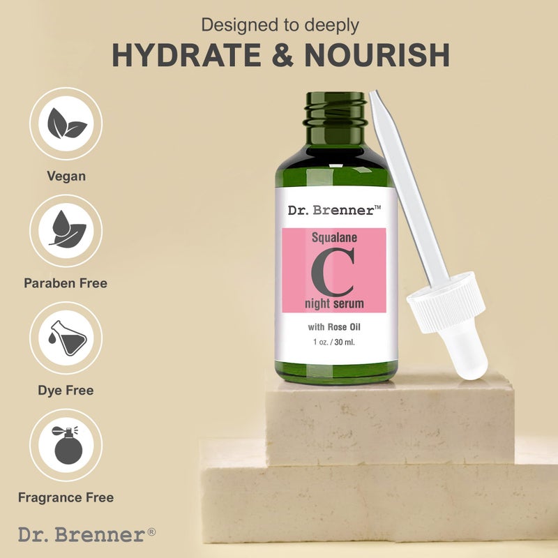 Dr Brenner Vitamin C Serum (Tetrahexyldecyl Ascorbate) Night Oil Treatment With Squalane and Pure Rose Oil for Firmer, Glowing Skin, by Dr. Brenner 1 oz. - Image 5