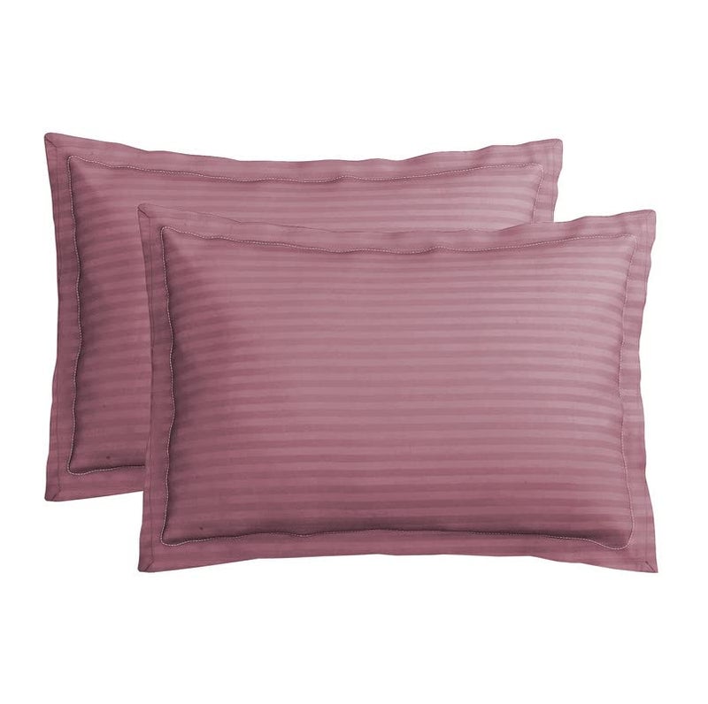 VAS COLLECTIONS Premium 210 TC 100% Pure Cotton Satin Stripes Pillow Cover Set of 2 Pcs, for Hotel Hospital Uses, 18x28 inches - Onion - Image 1