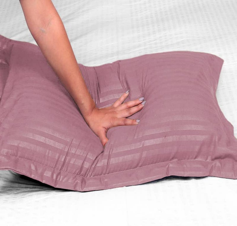 VAS COLLECTIONS Premium 210 TC 100% Pure Cotton Satin Stripes Pillow Cover Set of 2 Pcs, for Hotel Hospital Uses, 18x28 inches - Onion - Image 3