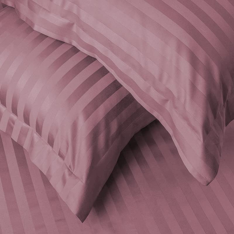 VAS COLLECTIONS Premium 210 TC 100% Pure Cotton Satin Stripes Pillow Cover Set of 2 Pcs, for Hotel Hospital Uses, 18x28 inches - Onion - Image 2