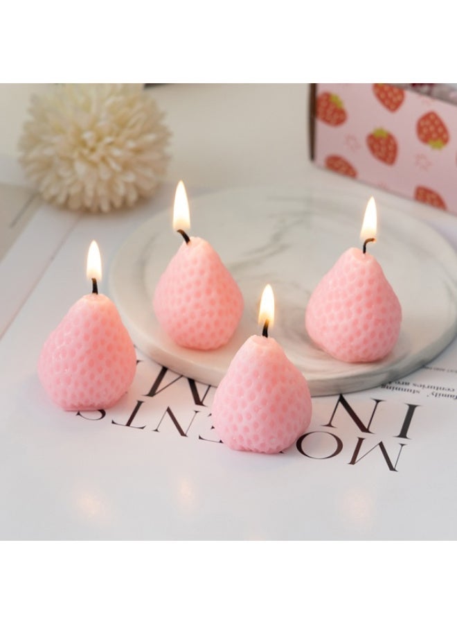 9 Pack Pink Large Strawberry(40X45mm) Aroma Candle Gift Box, Strawberry Simulation Fruit Candles, Can Burn For About 2-3 Hours,for Bedrooms, Bathrooms, Dining rooms, Balconies, Study Decorations, and Holiday Party, Strawberry Flavor Home Gift - Image 2