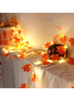AUTOYSUR Maple Leaf Lights, Thanksgiving Decorations for Home, Leaves Garland with Lights, Total 32.8Ft 100LED Fall Leaf Decor String Lights, Thanksgiving Christmas Halloween Decorations Indoor Outdoor  - Image 3