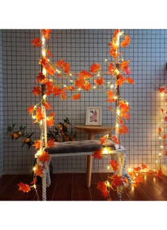 AUTOYSUR Maple Leaf Lights, Thanksgiving Decorations for Home, Leaves Garland with Lights, Total 32.8Ft 100LED Fall Leaf Decor String Lights, Thanksgiving Christmas Halloween Decorations Indoor Outdoor  - Image 1