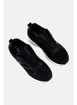 Algspar Women Lace Up Casual Sneaker, Black  - Image 4