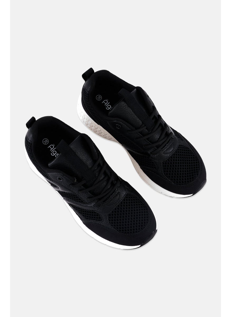 Algspar Women Lace Up Casual Sneaker, Black  - Image 4
