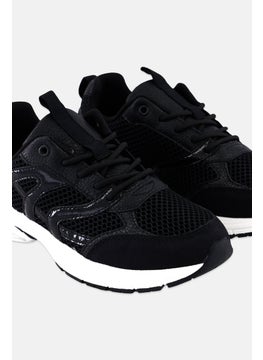 Algspar Women Lace Up Casual Sneaker, Black  - Image 3