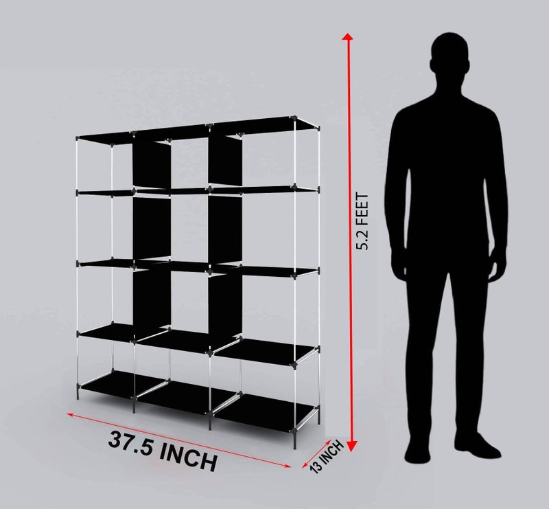 GTC® 12 Layer Collapsible Portable Foldable Wardrobe Storage Organizer Shelves for Clothes Racks Fabric Almirah Non Rustable Iron Storage Unit (88250) (Maroon) - Image 5