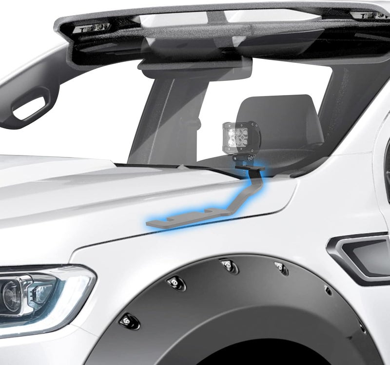 WSays Hood Ditch LED Light Pod Mount Bracket Low Profile Mount for 2019-2023 Ford Ranger - Image 5