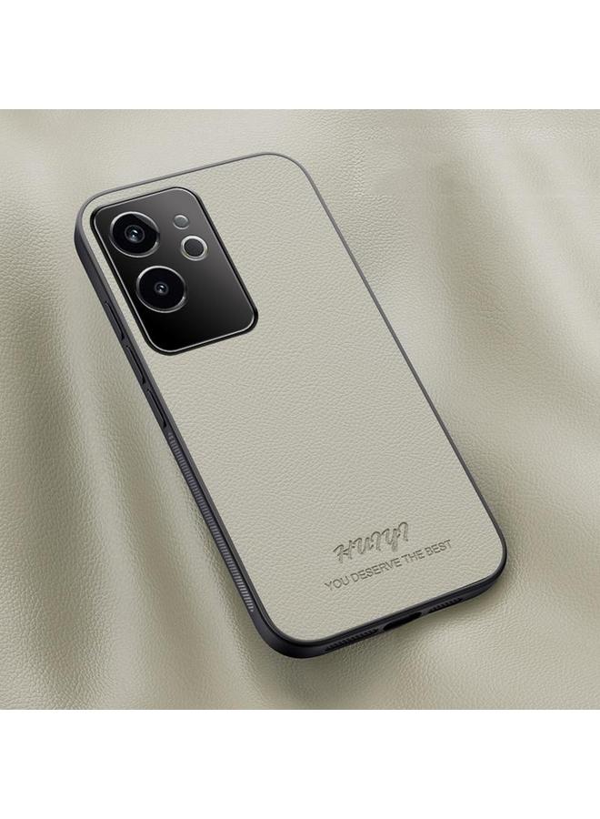 For Realme GT 6 HUIYI Leather Magnetic Phone Case(White)