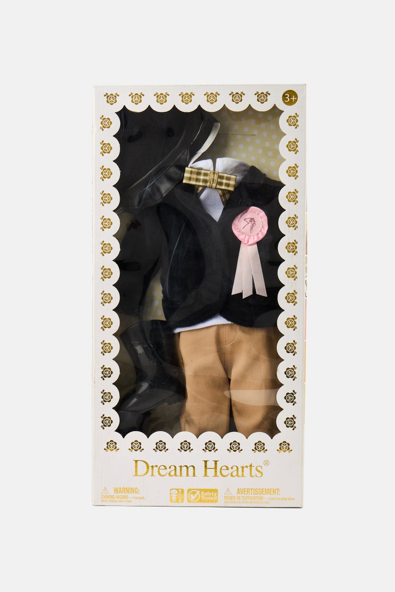 Lotus Dream Hearts 5Pcs Doll Equestrian Outfit Set, Black  - Image 1