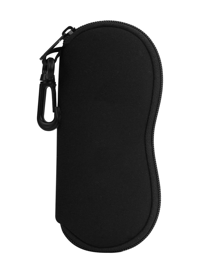 Luckam Eyeglass Case, Sunglasses Soft Case, Fashion Zippered Pouch with Clip, Made of Premium Neoprene, Fits Most Size Glasses, with the Zippered Design and a Sturdy Metal Carabiner, Black - Image 1