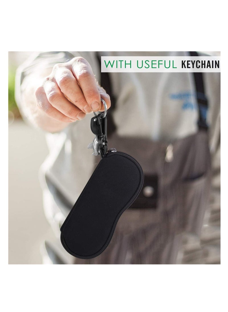 Luckam Eyeglass Case, Sunglasses Soft Case, Fashion Zippered Pouch with Clip, Made of Premium Neoprene, Fits Most Size Glasses, with the Zippered Design and a Sturdy Metal Carabiner, Black - Image 4