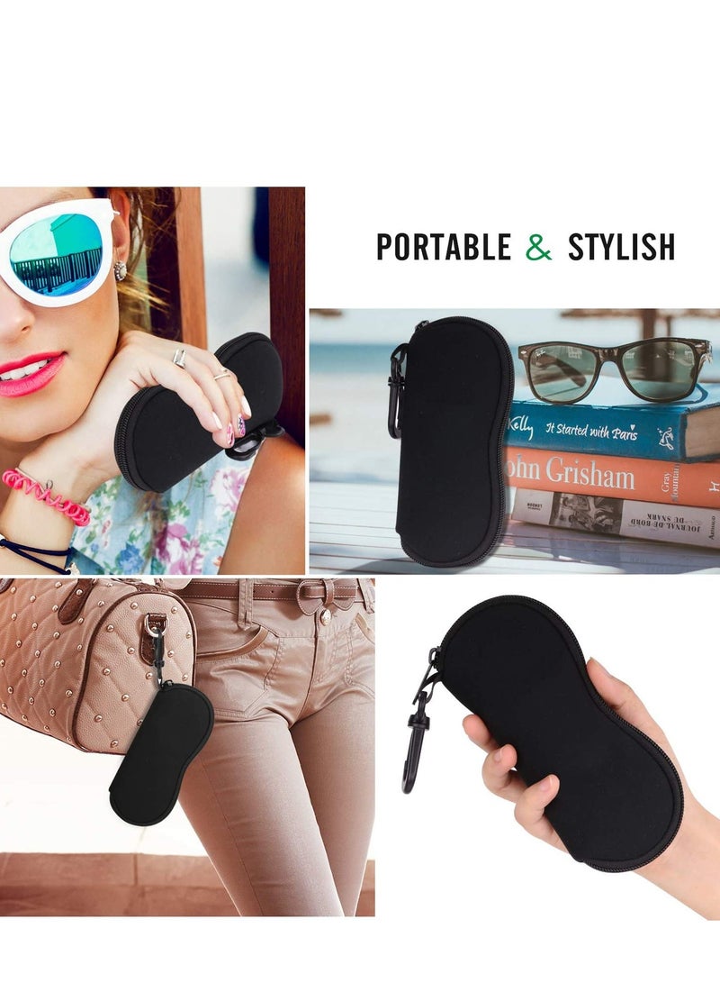 Luckam Eyeglass Case, Sunglasses Soft Case, Fashion Zippered Pouch with Clip, Made of Premium Neoprene, Fits Most Size Glasses, with the Zippered Design and a Sturdy Metal Carabiner, Black - Image 5
