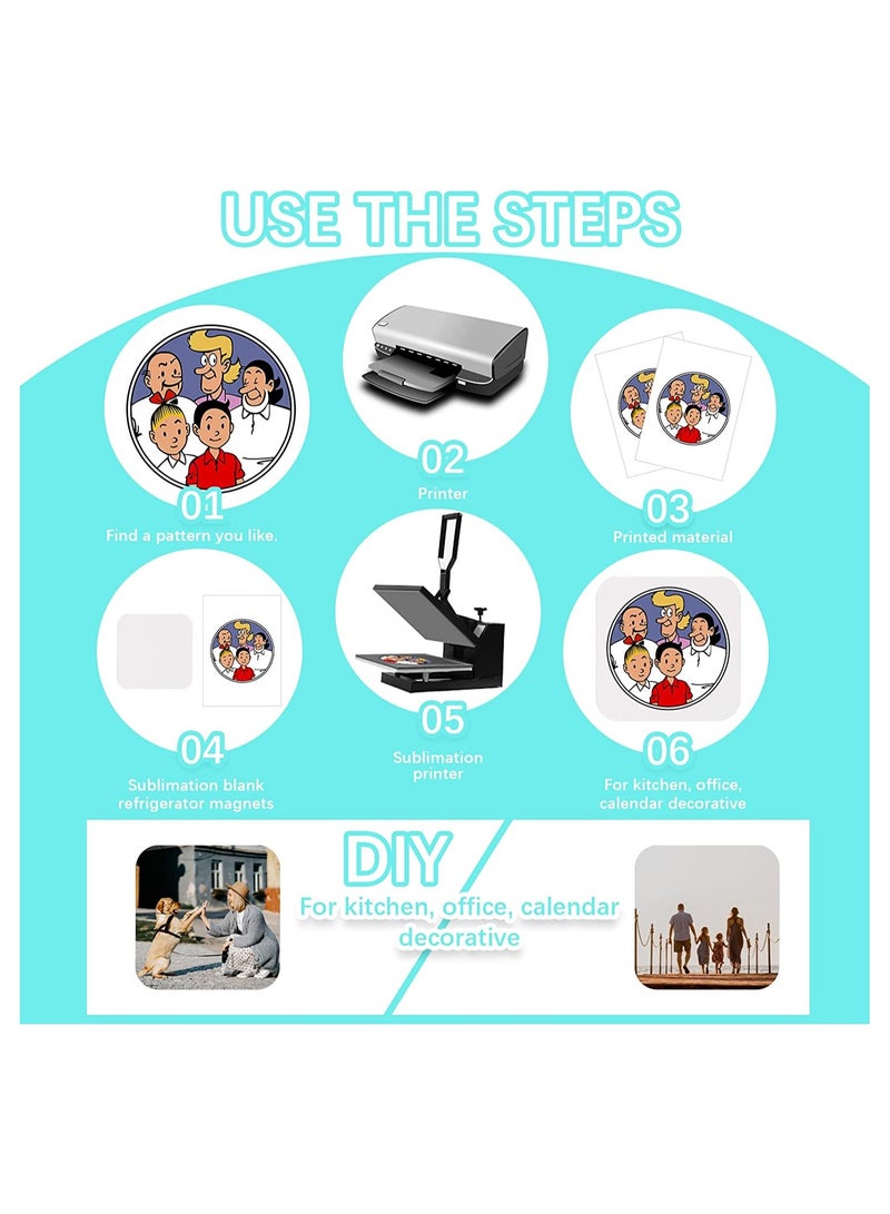 Zikra Sublimation Blank Refrigerator Magnets, Square Fridge Magnet for Home Kitchen Refrigerator Office Calendar Microwave Oven Wall Door, Home Wall DIY Decorative Magnets 16 Pieces - Image 2