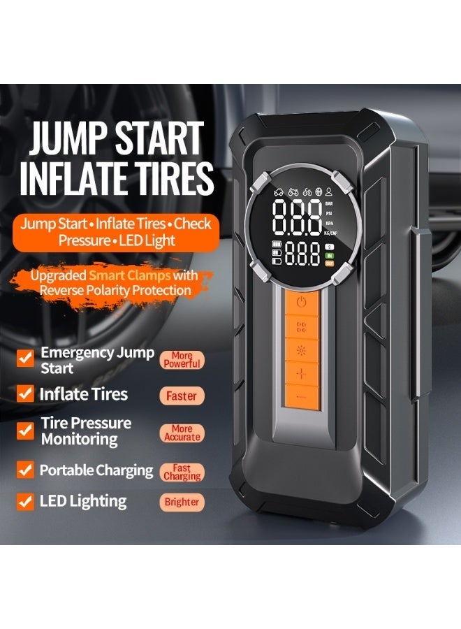 Galaxy Goods Portable Car Battery Jump Starter with Tire Inflator Digital Air Compressor LED Emergency Light USB Power Bank for Cars and SUVs - Image 5