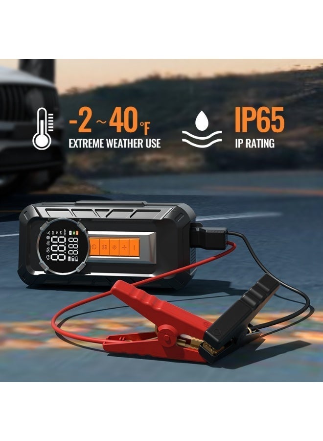 Galaxy Goods Portable Car Battery Jump Starter with Tire Inflator Digital Air Compressor LED Emergency Light USB Power Bank for Cars and SUVs - Image 3
