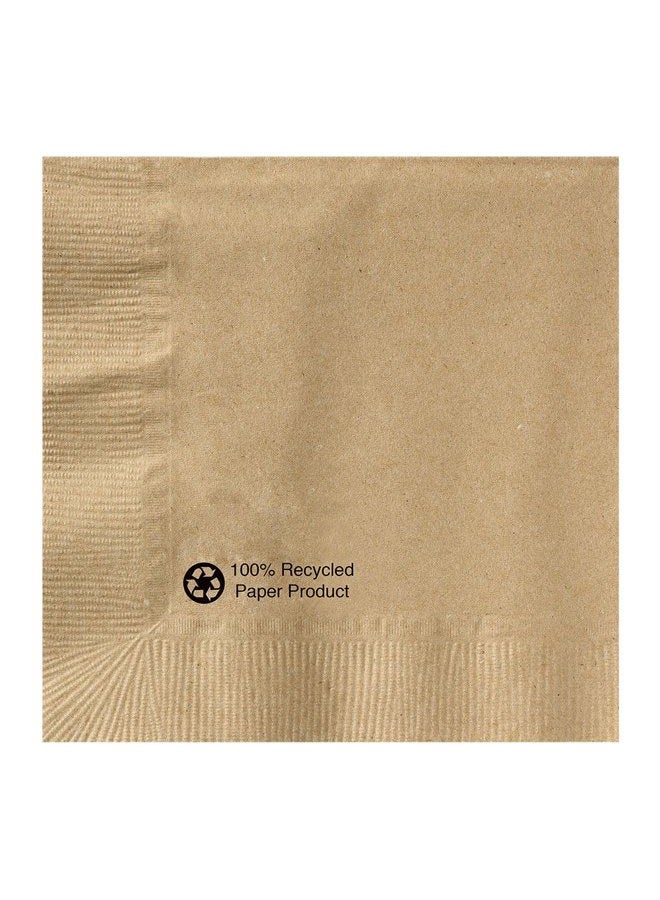126378 Kraft Beverage Napkin, 1 Ply, 1/4 Fold, 10" x 10", Natural (Packs of 1000)