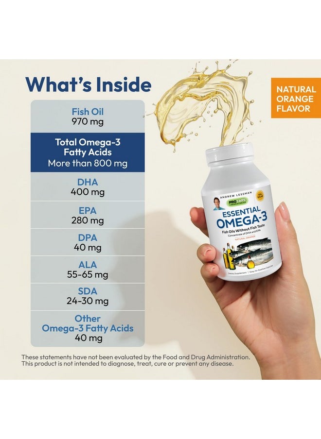 Andrew Lessman Andrew Lessman Essential Omega-3 Orange - 360 Softgels - Ultra-Pure, High Potency Omega-3 Oils. High DHA, No Stomach Upset, No Contaminants, No Mercury. Small Easy to Swallow Softgels  - Image 3