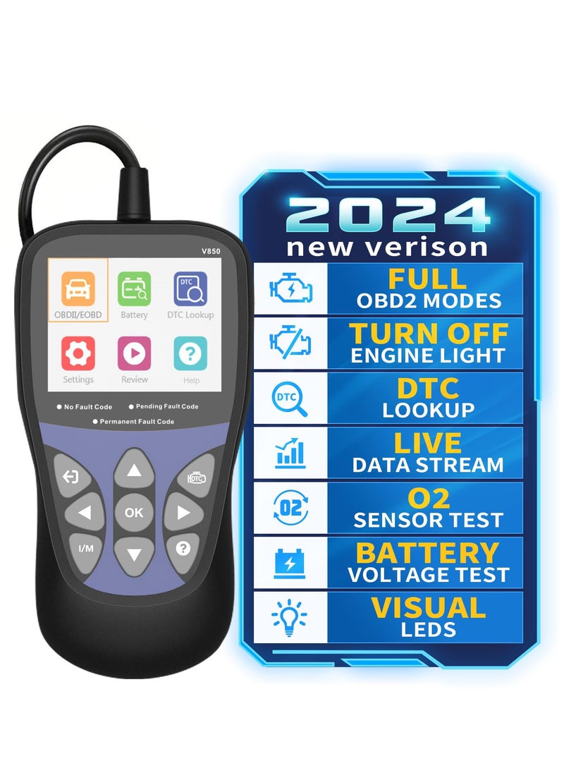 SYOSI - أدوات تشخيص ماسح OBD2 للسيارة، أداة فحص المحرك وقارئ أكواد السيارات وإعادة ضبطها، وكاشف اختبار البطارية، وقارئ أكواد ضوء المحرك ومحو الكود، مع شاشة ملونة، وبيانات مباشرة - Image 1