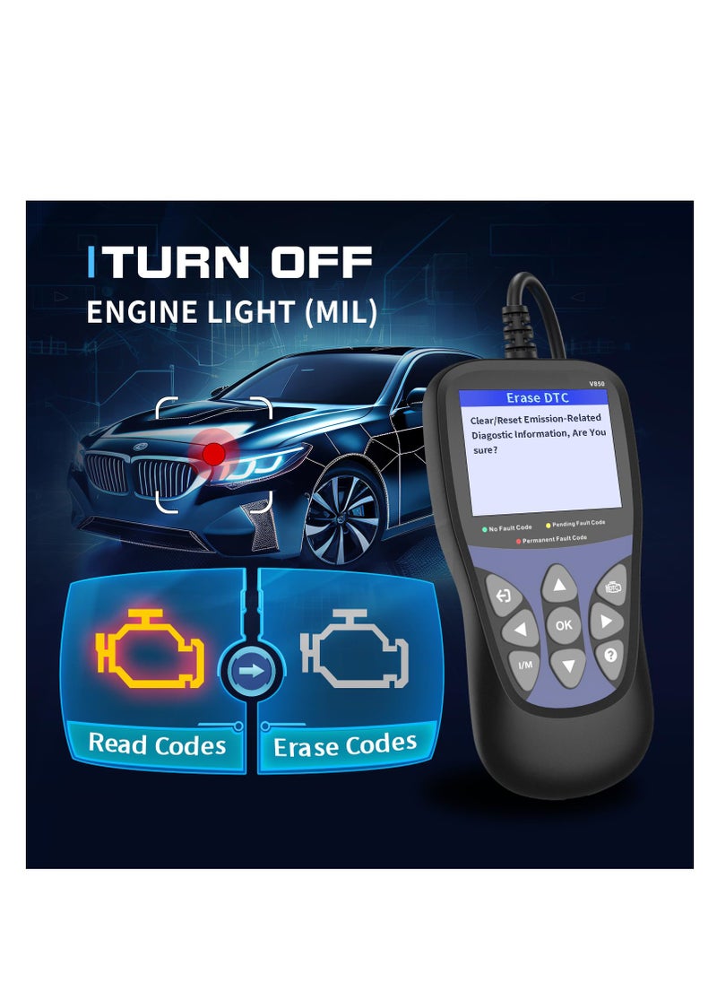 SYOSI - أدوات تشخيص ماسح OBD2 للسيارة، أداة فحص المحرك وقارئ أكواد السيارات وإعادة ضبطها، وكاشف اختبار البطارية، وقارئ أكواد ضوء المحرك ومحو الكود، مع شاشة ملونة، وبيانات مباشرة - Image 1