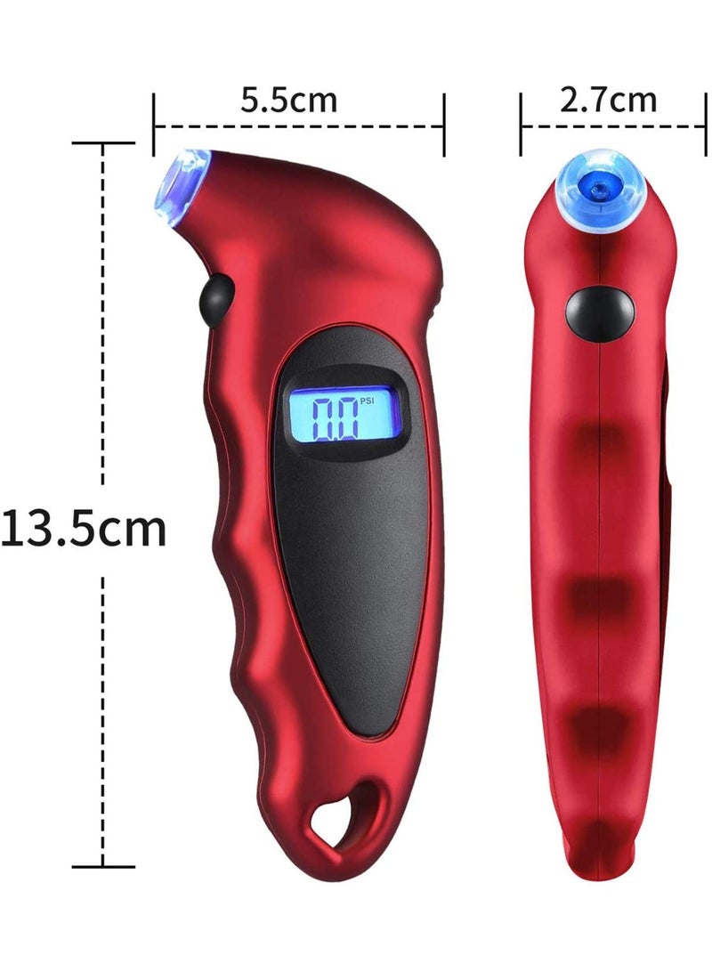 جهاز قياس ضغط الإطارات الرقمي بدقة 150 رطل لكل بوصة مربعة، 4 نطاقات، مع شاشة LCD بإضاءة خلفية ومقبض مانع للانزلاق، جهاز فحص ضغط الإطارات للسيارات والدراجات النارية - Image 2