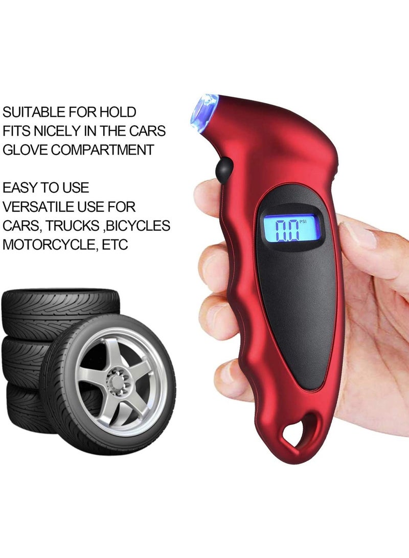 جهاز قياس ضغط الإطارات الرقمي بدقة 150 رطل لكل بوصة مربعة، 4 نطاقات، مع شاشة LCD بإضاءة خلفية ومقبض مانع للانزلاق، جهاز فحص ضغط الإطارات للسيارات والدراجات النارية - Image 4