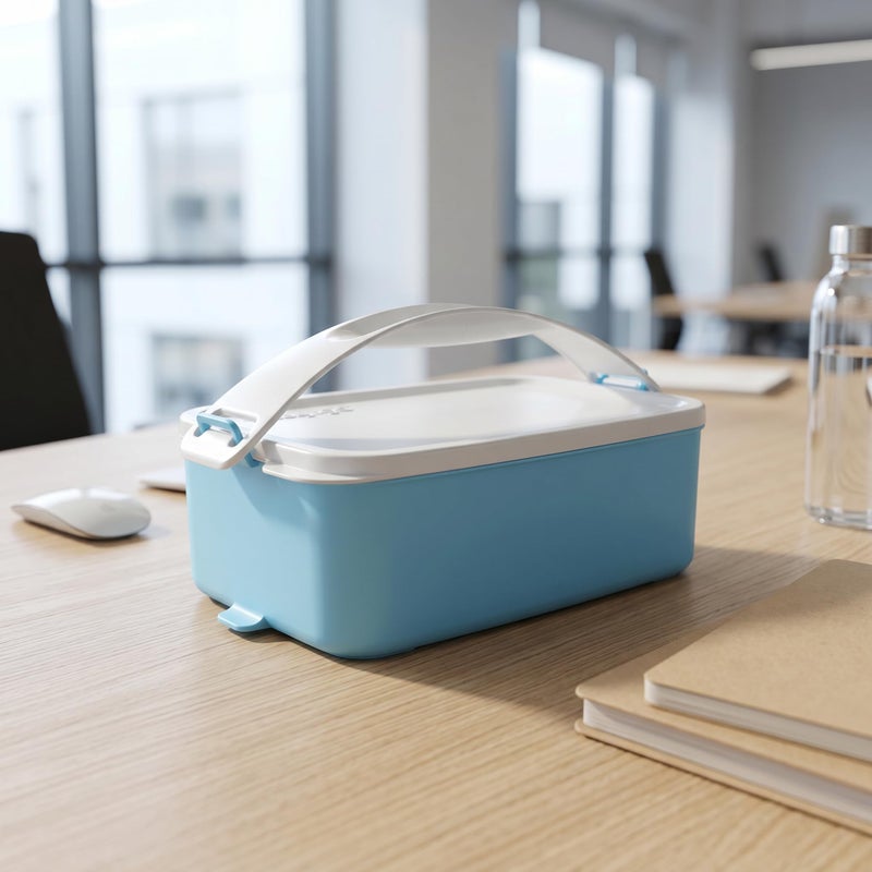 easy GO Easy-Go 1.5L Portable Lunch Box with Handle- Sectioned – Microwave, Freezer & Dishwasher Safe - Baby Blue - Image 4