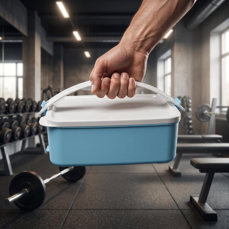 easy GO Easy-Go 1.5L Portable Lunch Box with Handle- Sectioned – Microwave, Freezer & Dishwasher Safe - Baby Blue - Image 3