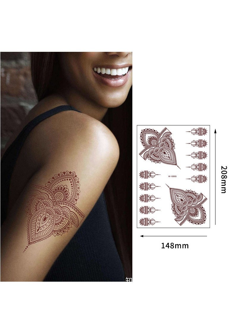 Generic - 9-Piece Henna Hand Waterproof Temporary Semi-Permanent Stickers - Image 1
