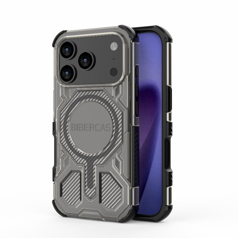 BIBERCAS For Iphone 17 Pro Transparent Color Series Magsafe Air Bag Shockproof Phone Case(Black) - Image 1