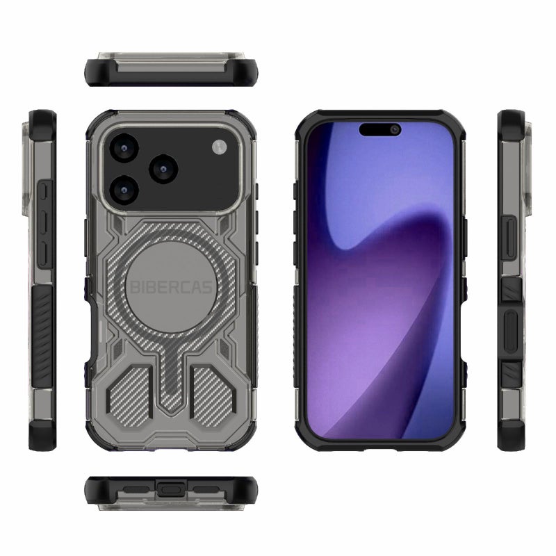 BIBERCAS For Iphone 17 Pro Transparent Color Series Magsafe Air Bag Shockproof Phone Case(Black) - Image 2