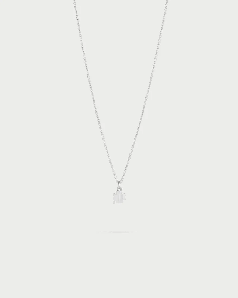 Rue Des Mill Choker With Central Rounded Subject - Four-leaf Clover - Rhodium