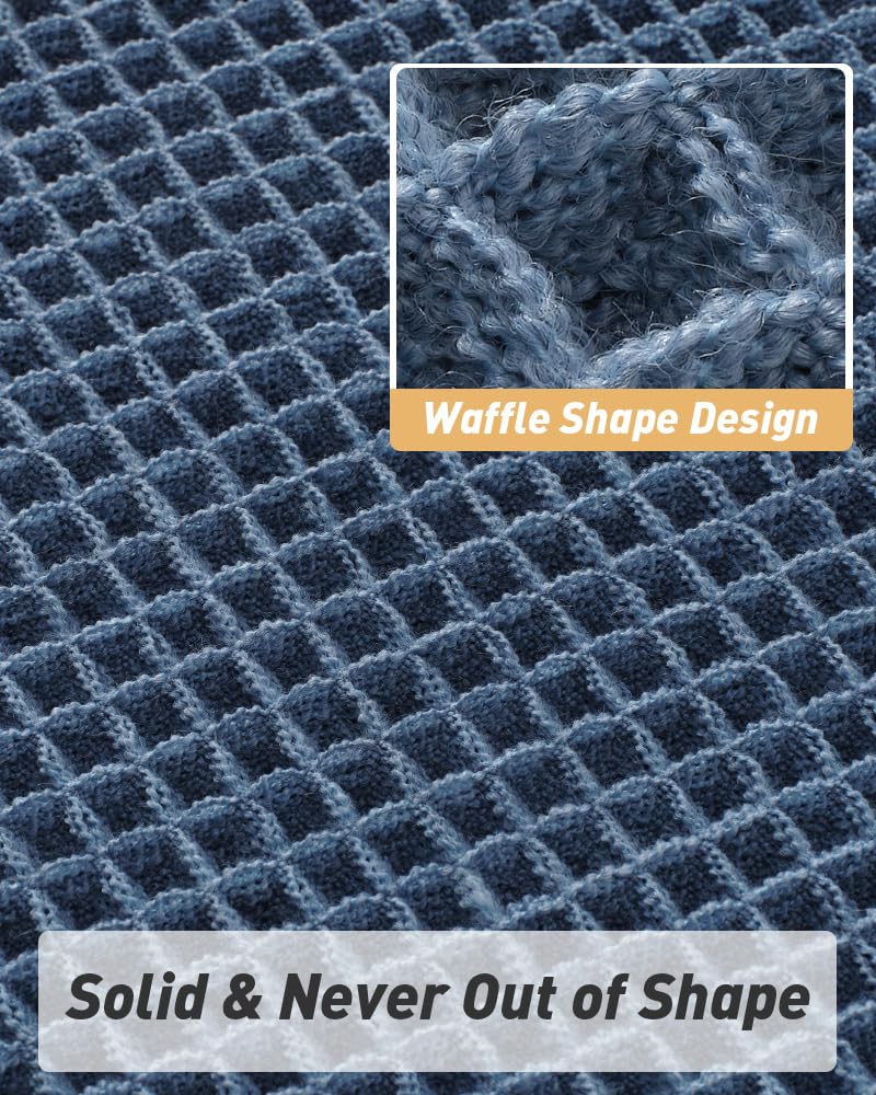 AMOAMI Upgraded Waffle Bath Mat, Super Absorbent Non Slip Bath Mats for Bathroom Floor, Machine Washable Bathroom Rugs with Tassels, Rubber Backed Bathroom Mats, Ultra Soft, 24" x 36", Blue - Image 4