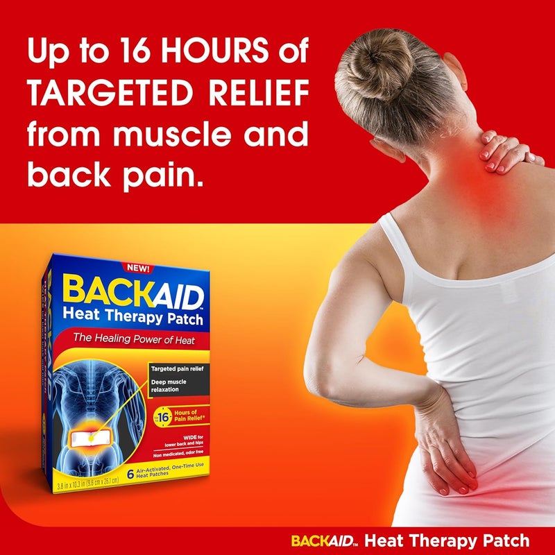Backaid Heat Therapy Patch AirActivated Therapeutic Heat Wide for Lower Back and Hip Pain Relief 6 Count - Image 5