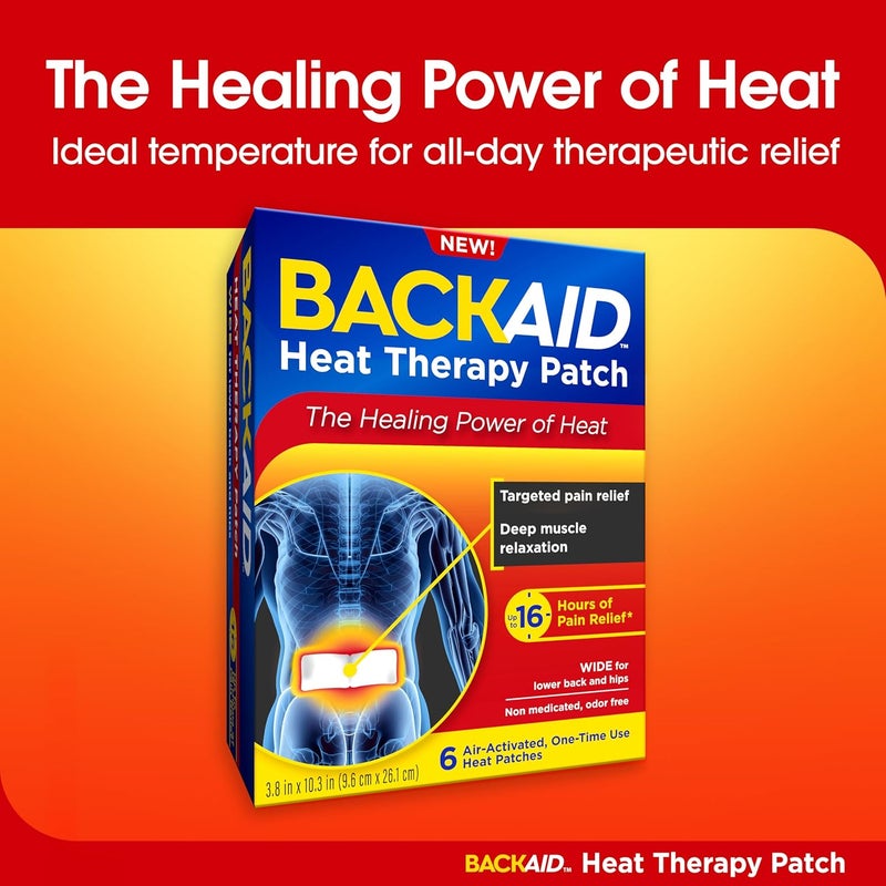 Backaid Heat Therapy Patch AirActivated Therapeutic Heat Wide for Lower Back and Hip Pain Relief 6 Count - Image 3