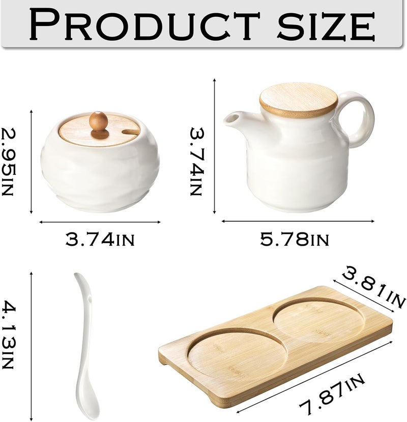 Sailench Ceramic Sugar and Creamer Set,12oz Cream Pitcher and 7.5oz Sugar Bowl with Lid,Coffee Serving Set for Cream and Sugar Spices, Condiments (2, Large) - Image 2