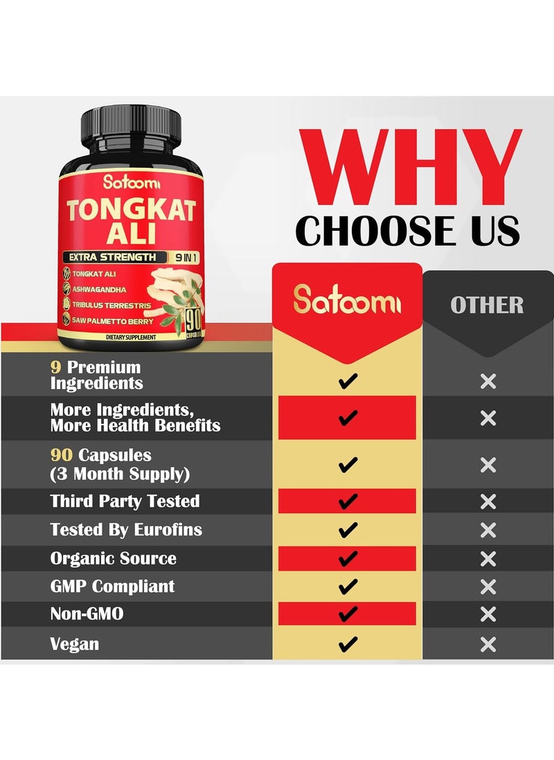 Satoomi - Tongkat Ali 9 in 1 - 90 Vegan Caps - Image 1