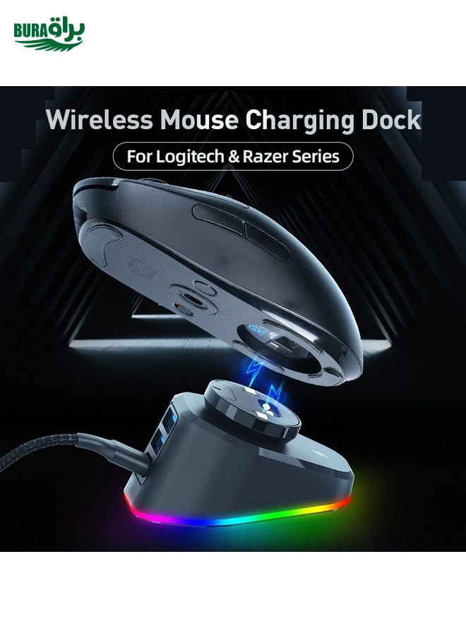 BURAQ - For Logitech G502 / GPW1 / 2 Wireless Mouse Charging Dock Stand White Woven - Image 1