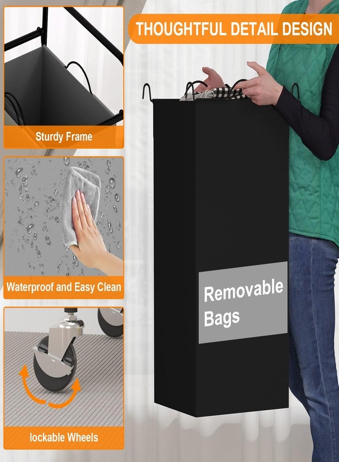 Takywep 3 Section Laundry Hamper, 120L Large Rolling Laundry Sorter Cart, Laundry Basket with Lockable Wheels & Removable Bags, Laundry Room Organization for Dirty Clothes Storage - Image 5