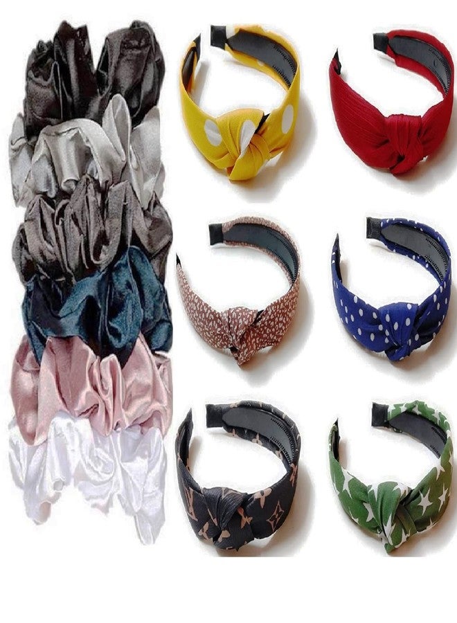 DIAN Multicolor Pack of 12 Hair Scrunchies & Hair bands, Hair Ponytail Holder, Hair Tie, Hair Bow, Rubber Band in Satin & Printed for Girl, Teens and Women - Image 1
