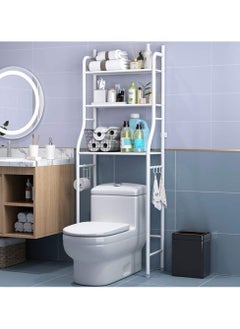 VIO 3 Level Over Toilet Storage Shelf Space Saver Bathroom Organizer Rustproof Corrosion Resistant Adjustable Screws Metal Toilet Cabinet Shelving for Detergent Soap Towels Tissue Holder White  - Image 2