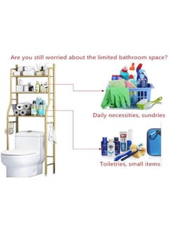 VIO 3 Level Over Toilet Storage Shelf Space Saver Bathroom Organizer Rustproof Corrosion Resistant Adjustable Screws Metal Toilet Cabinet Shelving for Detergent Soap Towels Tissue Holder White  - Image 5