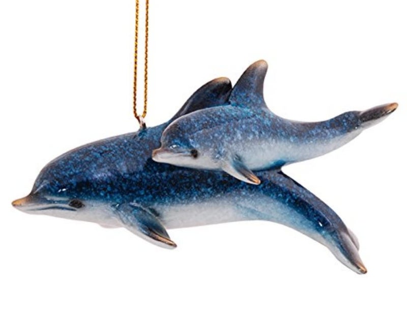 Cape Shore Mother and Baby Dolphins Swimming Christmas Holiday Ornament Resin - Image 2