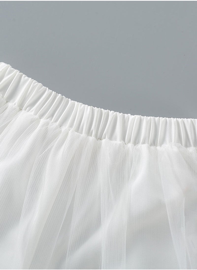 Kidle - Summer Breathable Two-piece White Pattern Suspender Skirt - Image 1